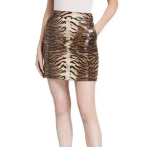 BARDOT ALEXIS ANIMAL Print SKIRT Faux Leather Small Size 6 NEW Lined. 362